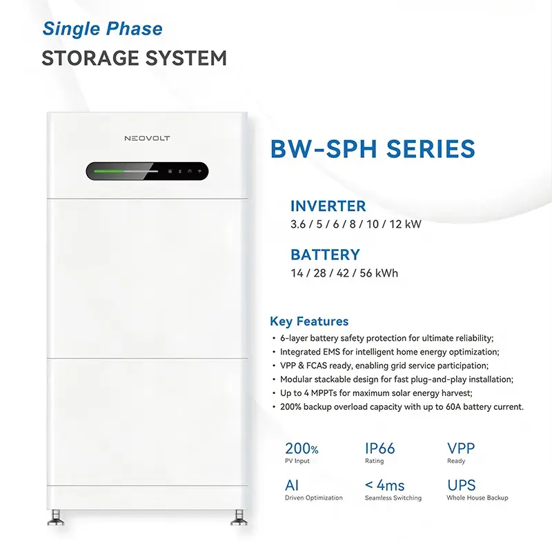 Módulo de bateria LiFePO4 empilhável de 7 kWh